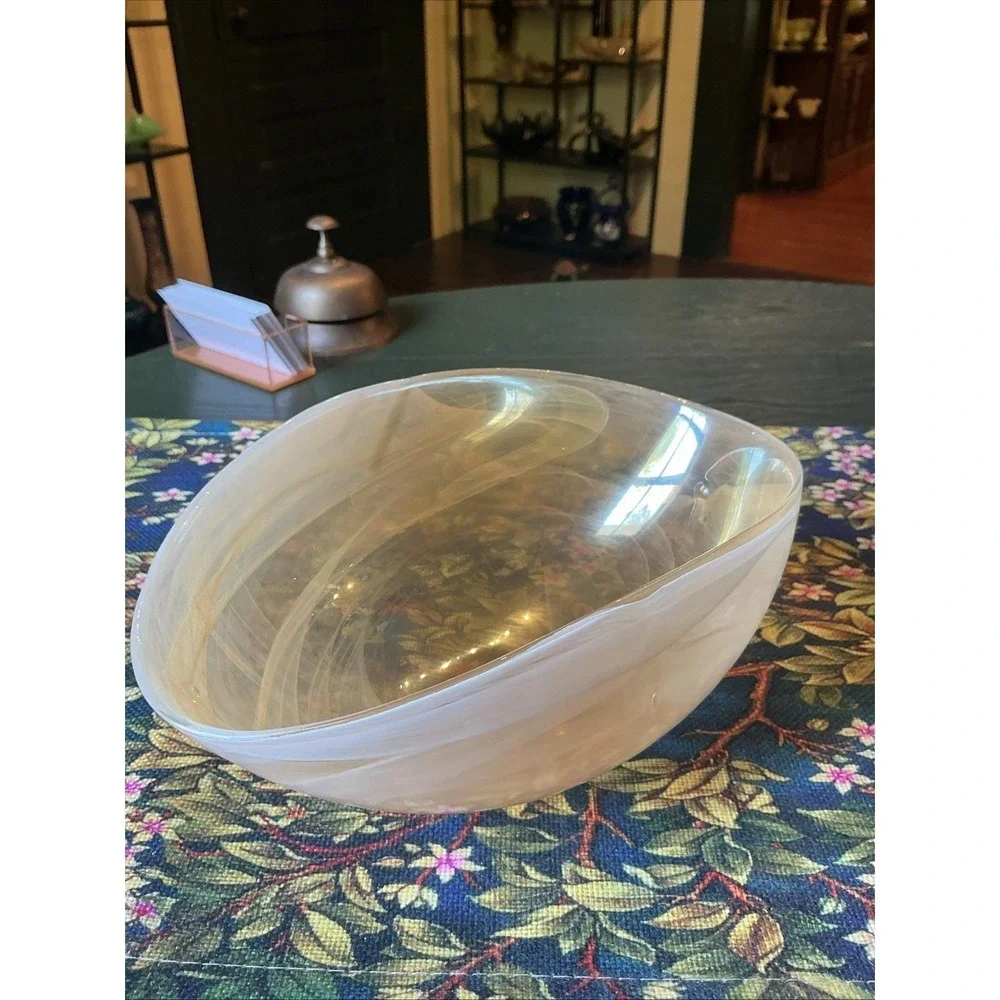 VTG Murano Venezia Beige Gold Opalescent Glass 8.75